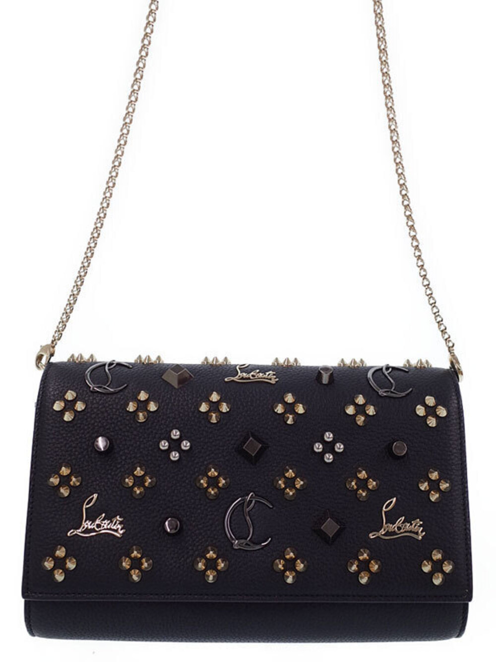 Christian Louboutin Paloma Clutch black leather metal spikes